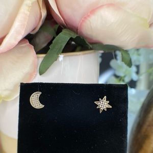 14K Gold Earrings- Moon Star